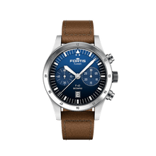 Load image into Gallery viewer, Fortis Flieger F-43 bicompax liberty blue on aviator strap