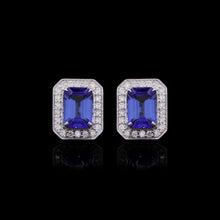 Load image into Gallery viewer, 18k white gold Natural Tanzanite Earrings - 6.92ct in with natural diamonds -1.09ct
