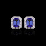 18k white gold Natural Tanzanite Earrings - 6.92ct in with natural diamonds -1.09ct