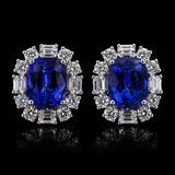 18k white gold Natural Tanzanite Earrings with natural diamonds