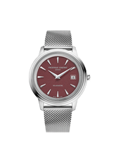 Load image into Gallery viewer, FREDERIQUE CONSTANT CLASSICS MONETA SOLARMETRE BURGUNDY DIAL ON LEATHER STRAP