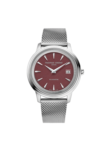 FREDERIQUE CONSTANT CLASSICS MONETA SOLARMETRE BURGUNDY DIAL ON LEATHER STRAP