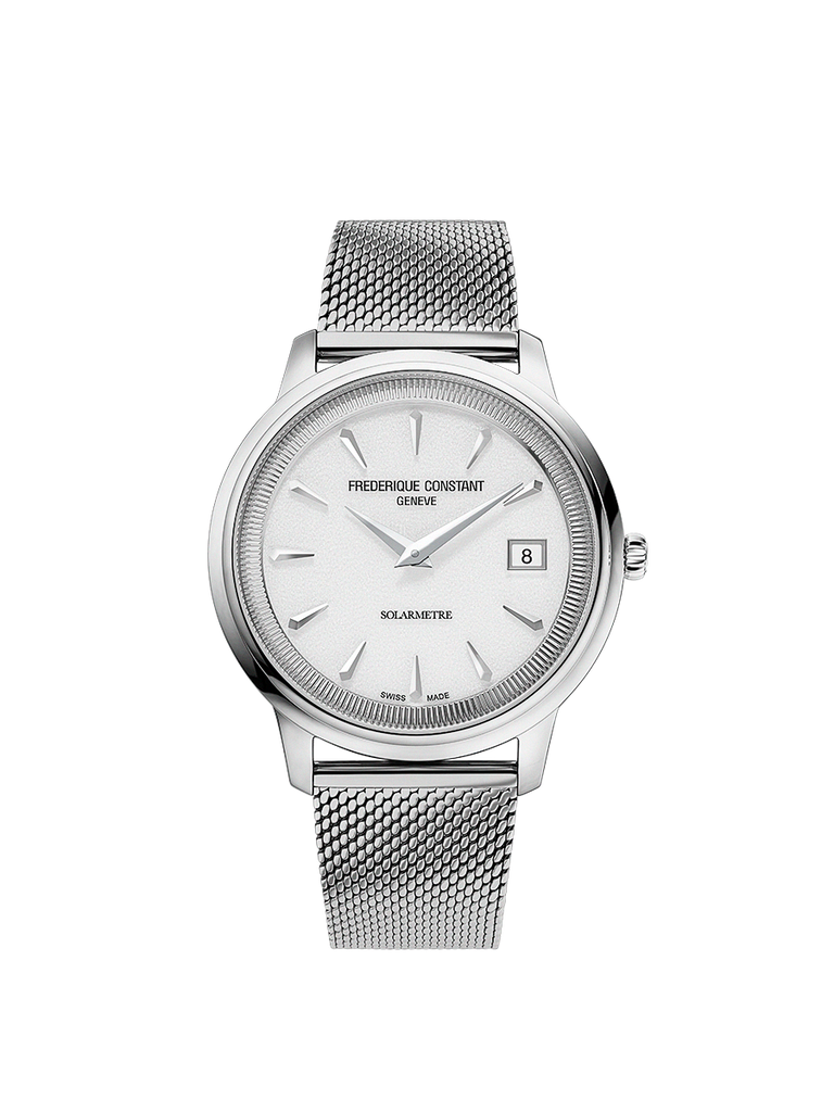FREDERIQUE CONSTANT CLASSICS MONETA SOLARMETRE WHITE DIAL ON LEATHER STRAP