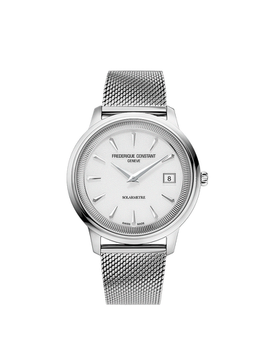 FREDERIQUE CONSTANT CLASSICS MONETA SOLARMETRE WHITE DIAL ON LEATHER STRAP