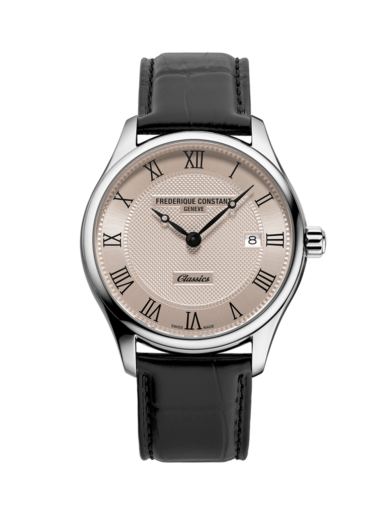 FREDERIQUE CONSTANT CLASSICS QUARTZ DATE CREAM ON LEATHER 40mm