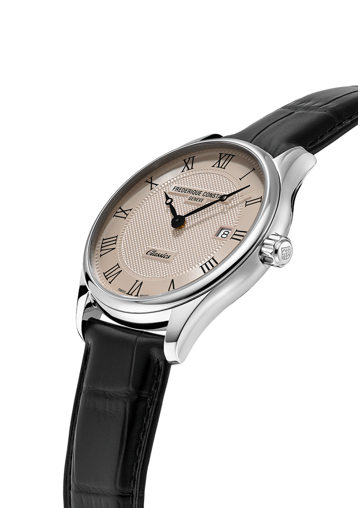FREDERIQUE CONSTANT CLASSICS QUARTZ DATE CREAM ON LEATHER 40mm
