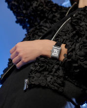 Load image into Gallery viewer, FREDERIQUE CONSTANT CLASSICS CARREE SMALL SEC RECTANGULAR FULL DIAMONDS QUARTZ ON BLACK LEATHER (Copy)