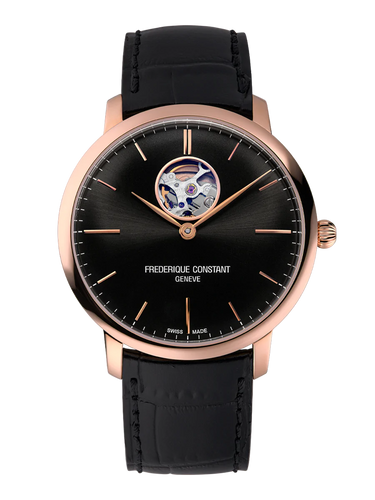 FREDERIQUE CONSTANT SLIMLINE HEART BEAT AUTOMATIC RG PLATED BLACK DIAL