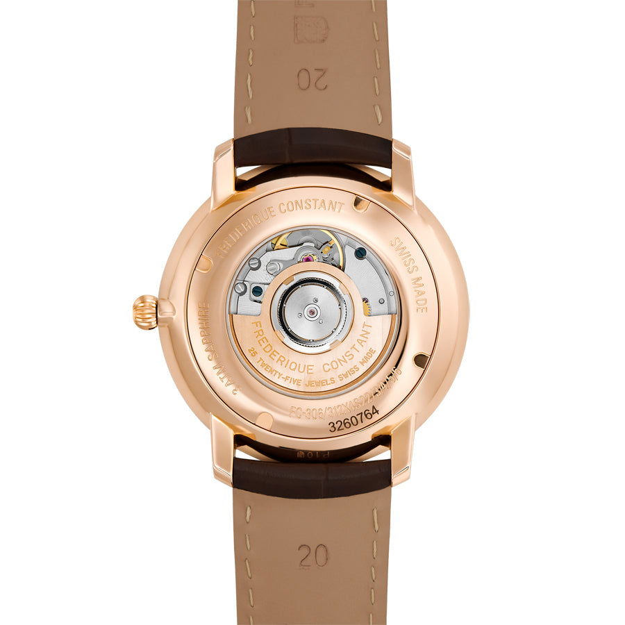 FREDERIQUE CONSTANT SLIMLINE HEART BEAT AUTOMATIC RG PLATED SILVER DIAL