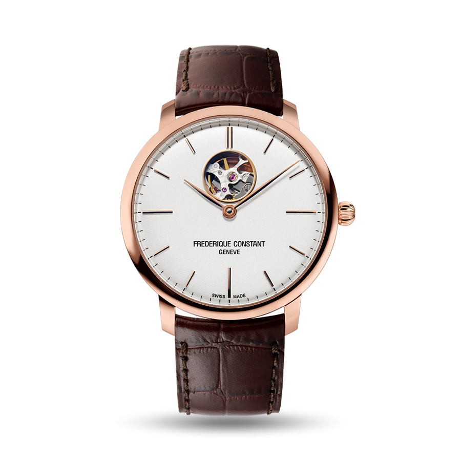 FREDERIQUE CONSTANT SLIMLINE HEART BEAT AUTOMATIC RG PLATED SILVER DIAL