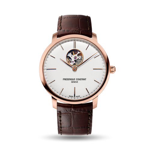 FREDERIQUE CONSTANT SLIMLINE HEART BEAT AUTOMATIC RG PLATED SILVER DIAL