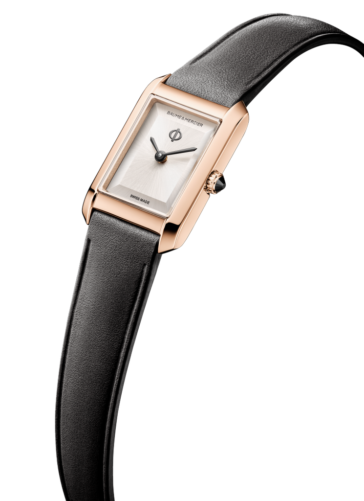 Baume & Mercier Hampton White Dial quartz RG PVD on leather -10861 28mm x 17.75mm