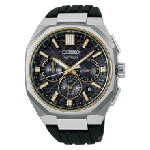 Load image into Gallery viewer, Seiko Astron GPS Solar Dual Time Chronograph HAB003J Black Dial on Rubber Strap