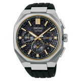 Seiko Astron GPS Solar Dual Time Chronograph HAB003J Black Dial on Rubber Strap