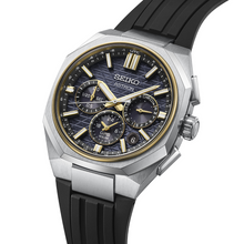 Load image into Gallery viewer, Seiko Astron GPS Solar Dual Time Chronograph HAB003J Black Dial on Rubber Strap