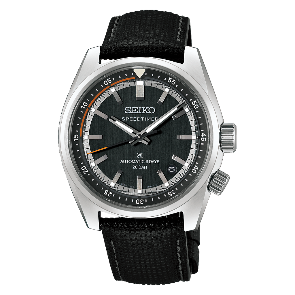 SEIKO Prospex Speedtimer Automatic HBC004 Black Dial on Leather
