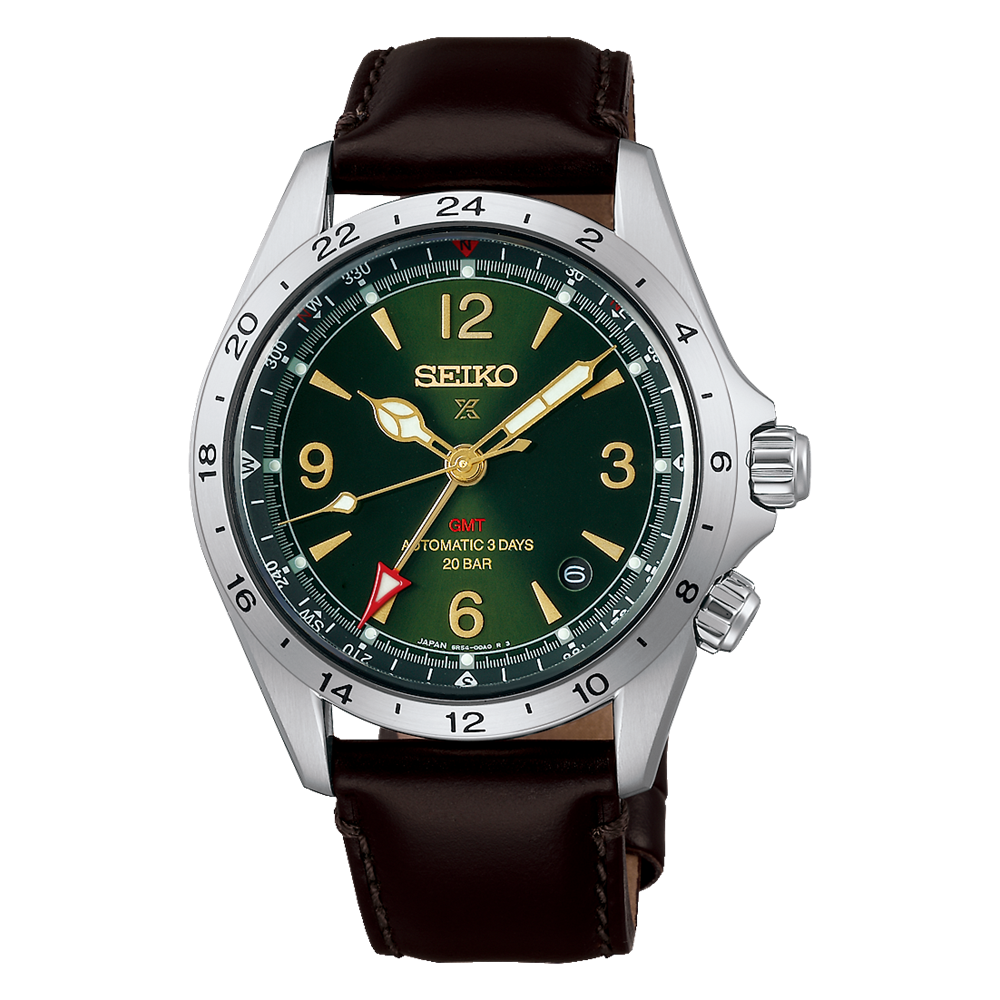 SEIKO Prospex Land Automatic Watch Alpinist GMT HBC007J Green on Leather