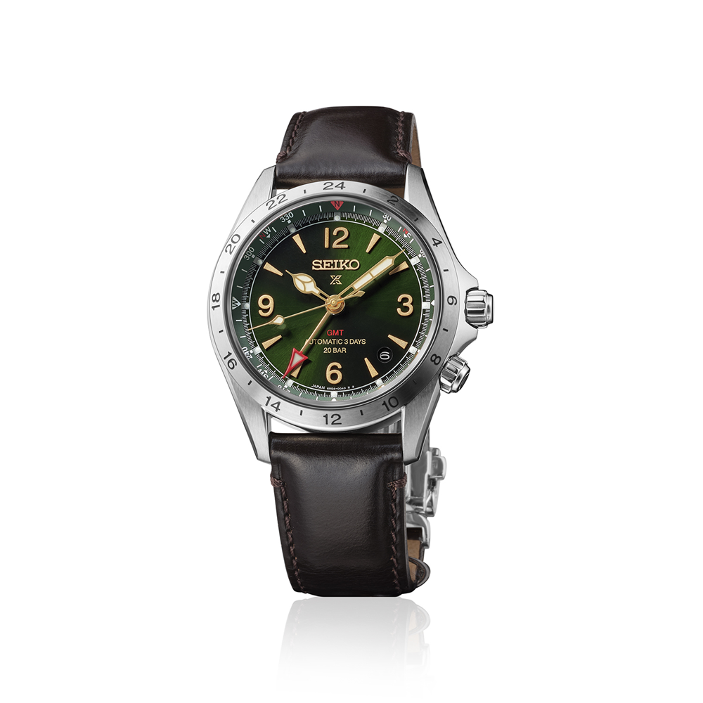 SEIKO Prospex Land Automatic Watch Alpinist GMT HBC007J Green on Leather