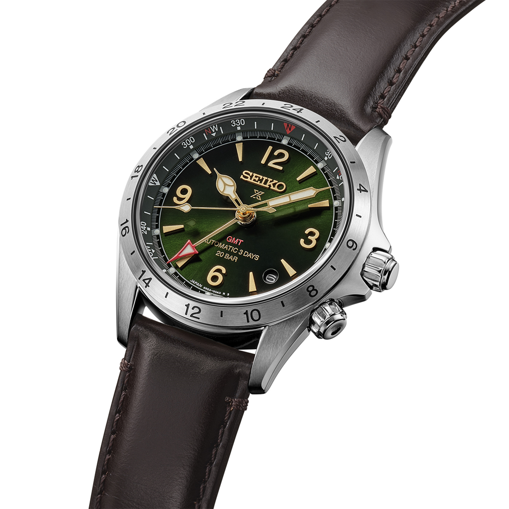 SEIKO Prospex Land Automatic Watch Alpinist GMT HBC007J Green on Leather