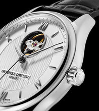 Load image into Gallery viewer, CLASSICS HEART BEAT AUTOMATIC SILVER DIAL OPEN HEART ON BLACK LEATHER