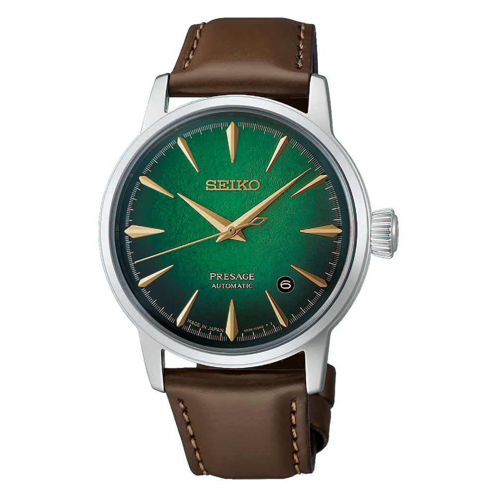 Seiko Presage Cocktail Time Green Watch on Leather HCB002