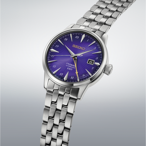 Seiko Presage Cocktail Time GMT Watch HCB006 Purple Dial 145th Anniversary Limited Edition