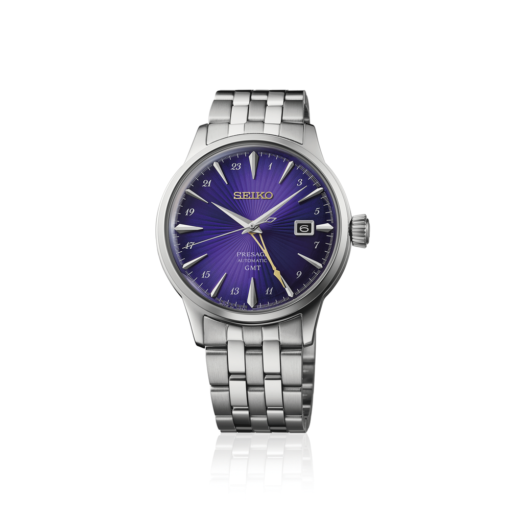 Seiko Presage Cocktail Time GMT Watch HCB006 Purple Dial 145th Anniversary Limited Edition