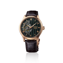 Load image into Gallery viewer, SEIKO Presage Japanese Garden Open Heart Automatic Watch RG PVD Green on Brown Leather HCB007