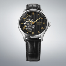 Load image into Gallery viewer, SEIKO Presage Japanese Garden Open Heart Automatic Watch Black on Black Leather HCB008