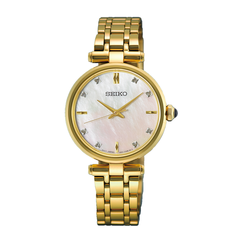 Seiko Conceptual Quartz Analogue YG PVD Watch MOP HGH008P