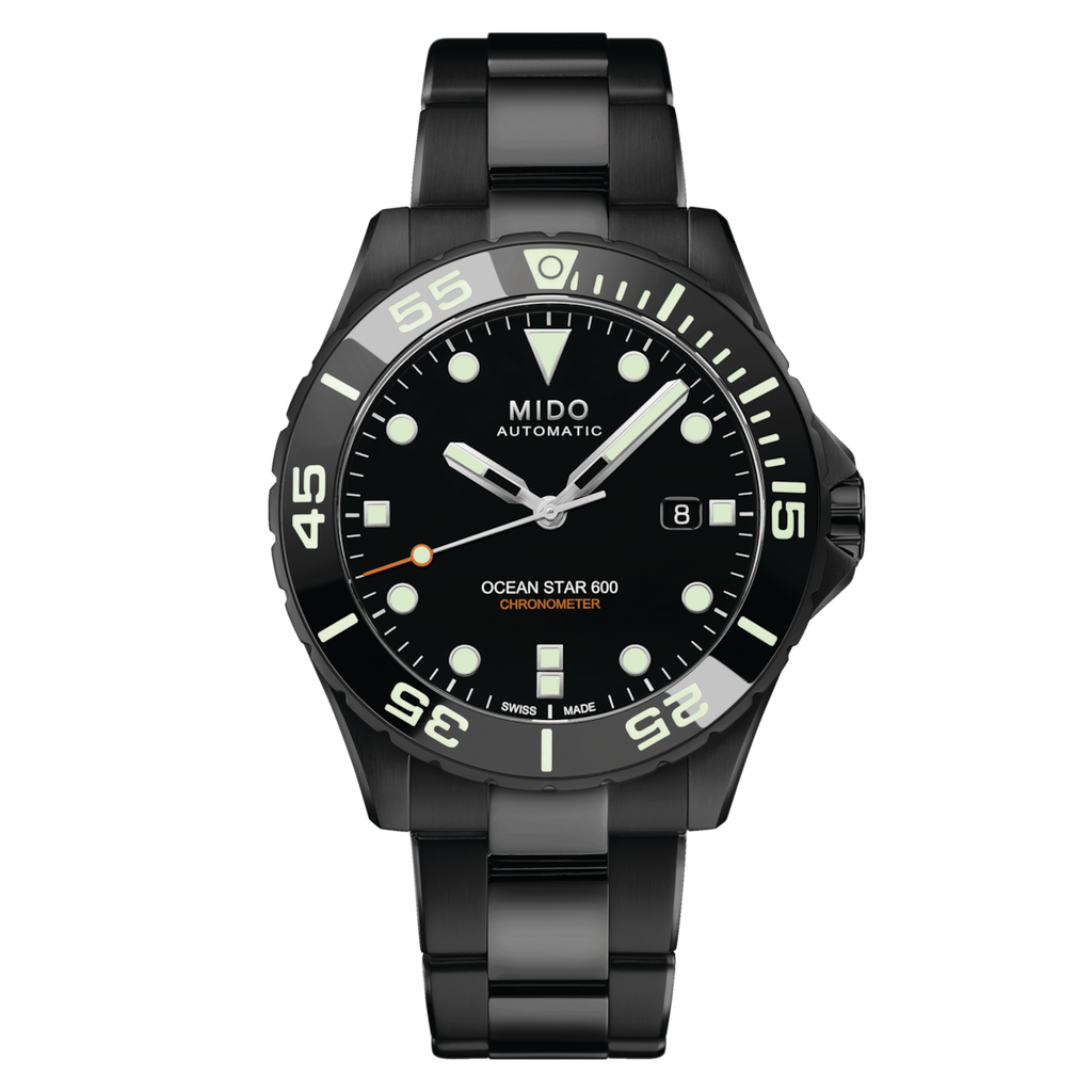 MIDO OCEAN STAR 600 CHRONOMETER WITH BLACK DLC COATING with 5 YEAR WARRANTY