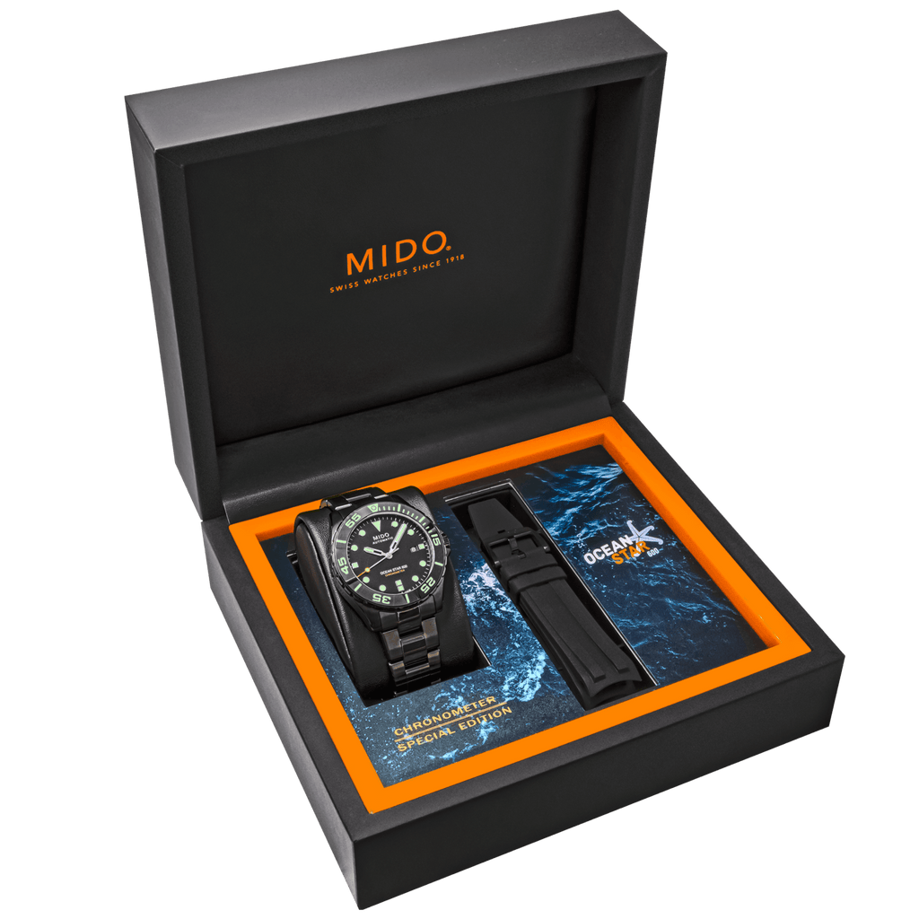 MIDO OCEAN STAR 600 CHRONOMETER WITH BLACK DLC COATING with 5 YEAR WARRANTY