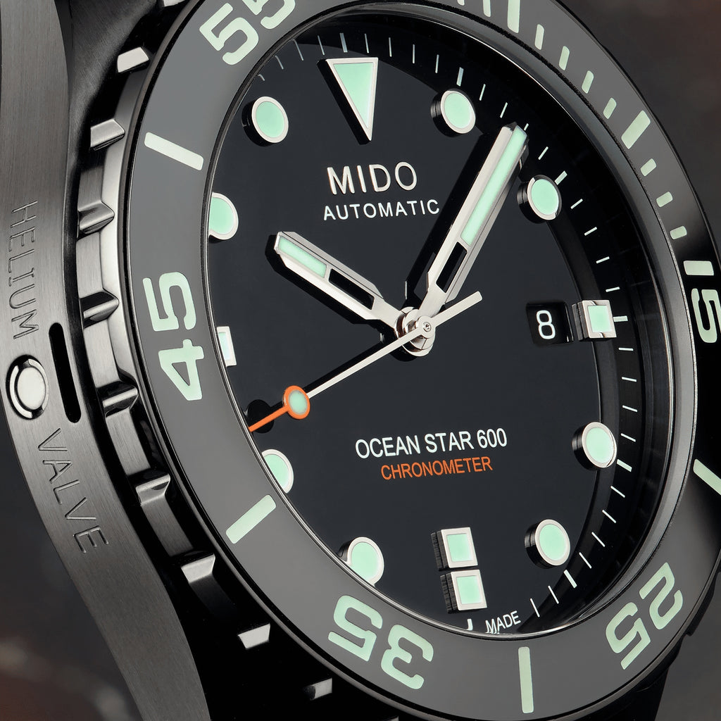 MIDO OCEAN STAR 600 CHRONOMETER WITH BLACK DLC COATING with 5 YEAR WARRANTY