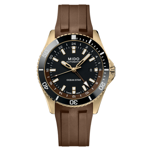 MIDO OCEAN STAR GMT YELLOW GOLD PVD ON RUBBER