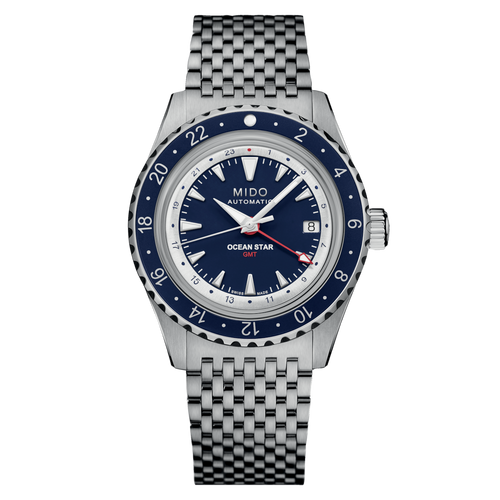 MIDO OCEAN STAR GMT BLUE -SPECIAL EDITION WITH 1 EXTRA NATO STRAP