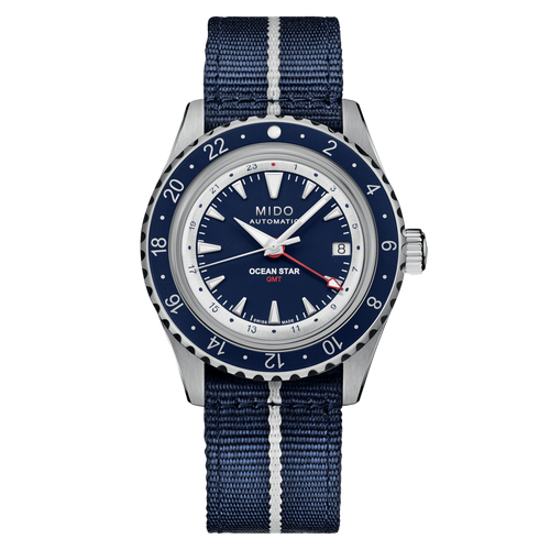 MIDO OCEAN STAR GMT BLUE -SPECIAL EDITION WITH 1 EXTRA NATO STRAP