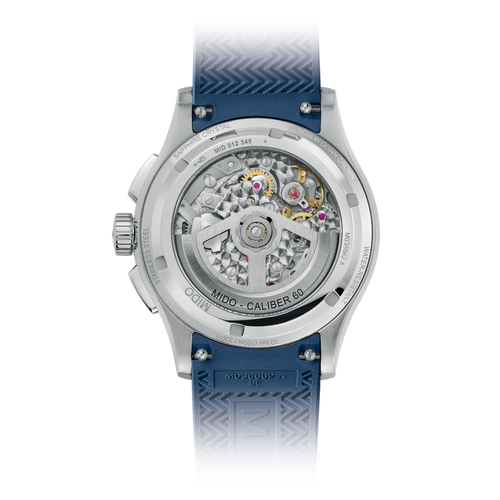 Mido Multifort Skeleton Chronograph on Blue Rubber
