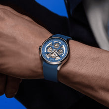 Load image into Gallery viewer, Mido Multifort Skeleton Chronograph on Blue Rubber