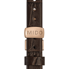 Load image into Gallery viewer, Mido Baroncelli Lady Twenty Five Rhodium Dial with Diamond on brown leather strap