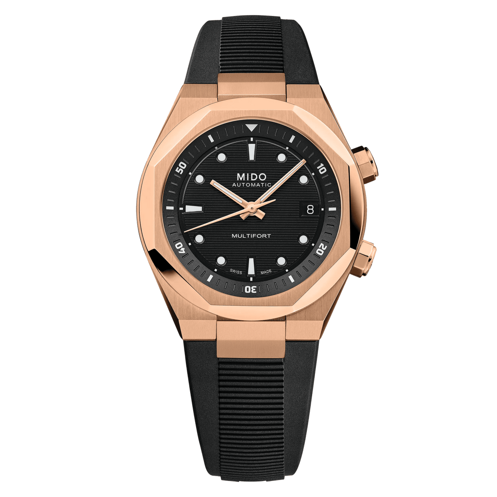 MIDO MULTIFORT 8 Two Crowns RG PVD on Rubber Strap