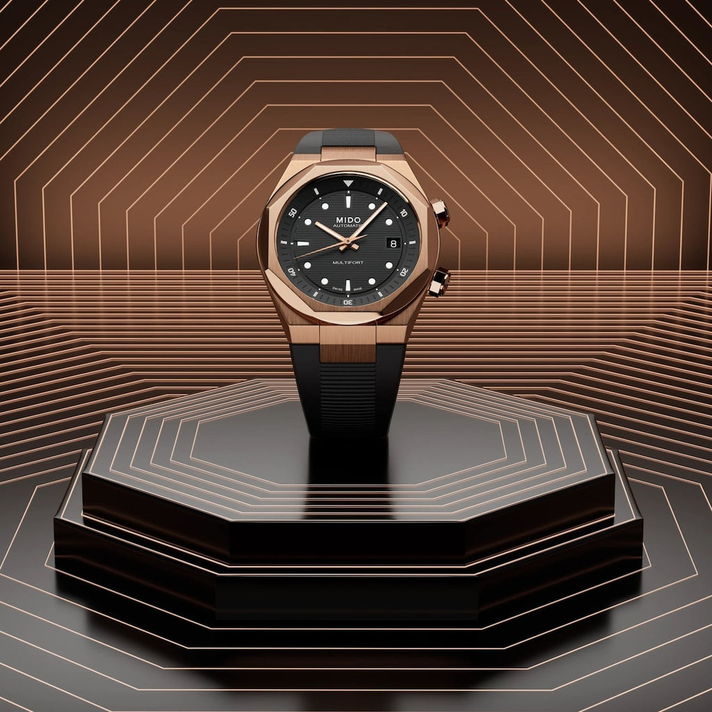 MIDO MULTIFORT 8 Two Crowns RG PVD on Rubber Strap