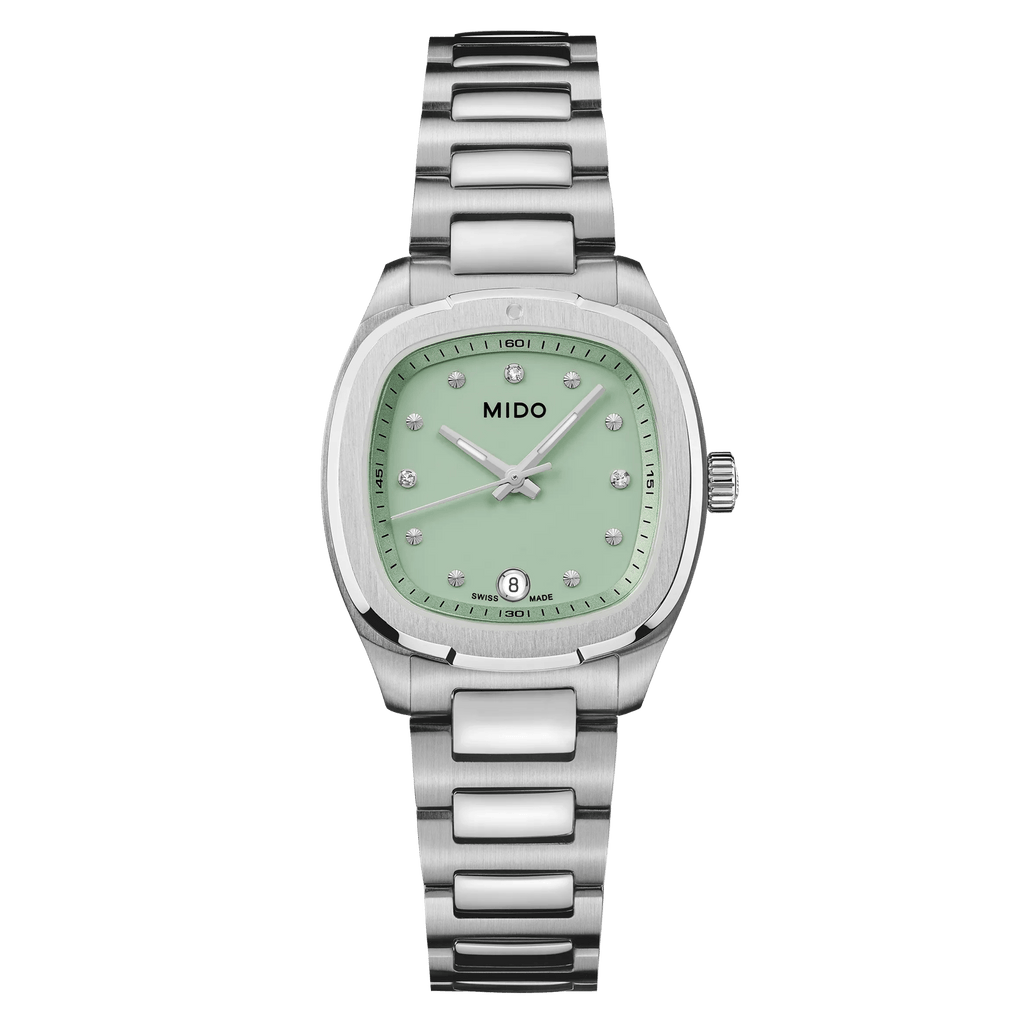 MIDO MULTIFORT TV 28mm QUARTZ GREEN ON BRACELET