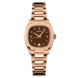 MIDO MULTIFORT TV 28mm QUARTZ BROWN DIAL DIAMOND RG PVD ON BRACELET