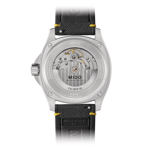 MIDO MULTIFORT TV BIG DATE STEEL GREY GRADIENT FABRIC STRAP