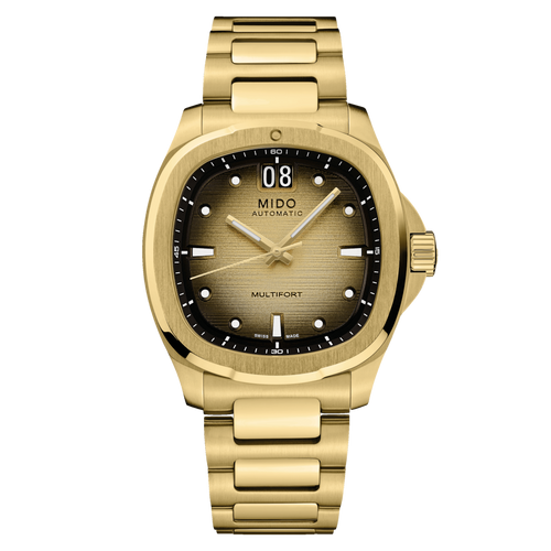 MIDO MULTIFORT TV BIG DATE YG PVD BRACELET WITH 1 EXTRA BLACK RUBBER STRAP -SPECIAL EDITION