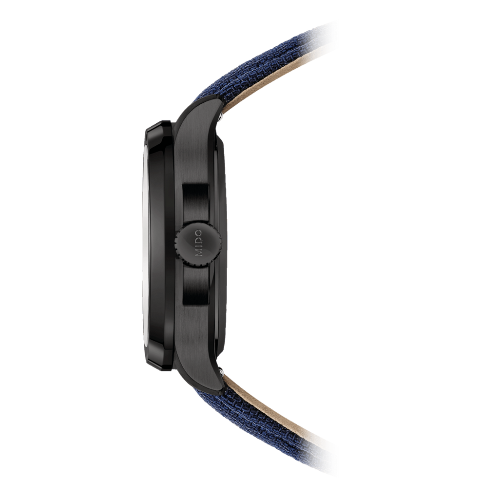 MIDO MULTIFORT TV BIG DATE PVD BLUE GRADIENT FABRIC STRAP