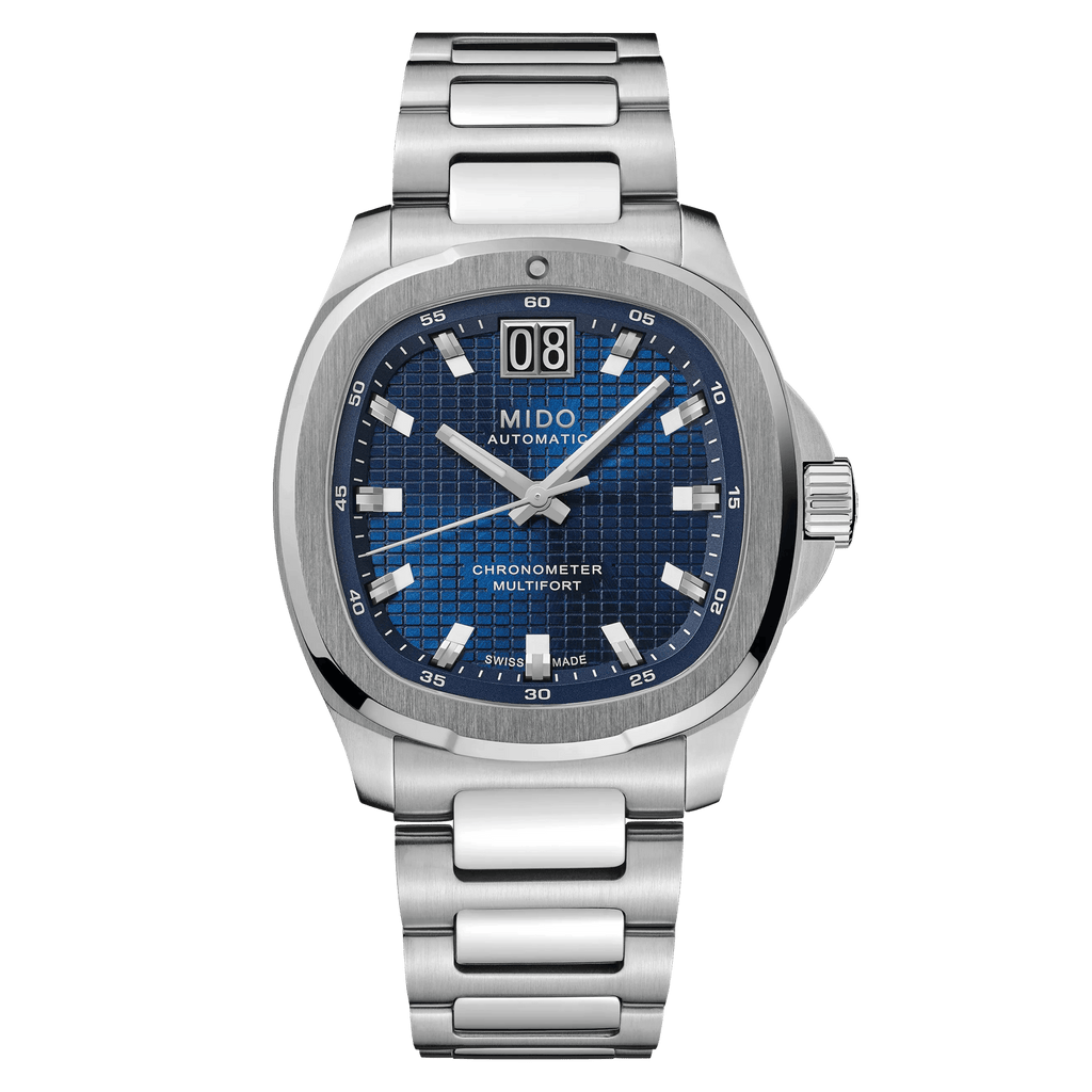 MIDO MULTIFORT TV BIG DATE CHRONOMETER BLUE ON BRACELET
