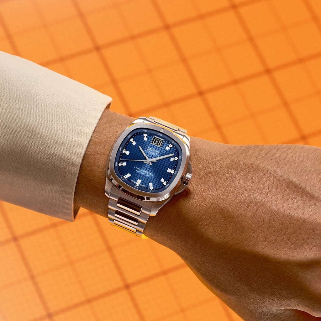 MIDO MULTIFORT TV BIG DATE CHRONOMETER BLUE ON BRACELET