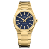 MIDO MULTIFORT 8 One Crown YG PVD Blue Dial on bracelet