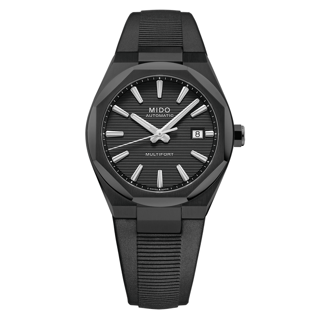 MIDO MULTIFORT 8 One Crown Black Dial Black PVD on Rubber Strap